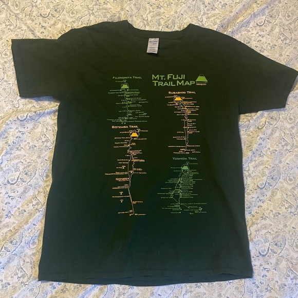 Green Men's Mt. Fuji Hiking Graphic Tee Totemap - Picture 1 of 6